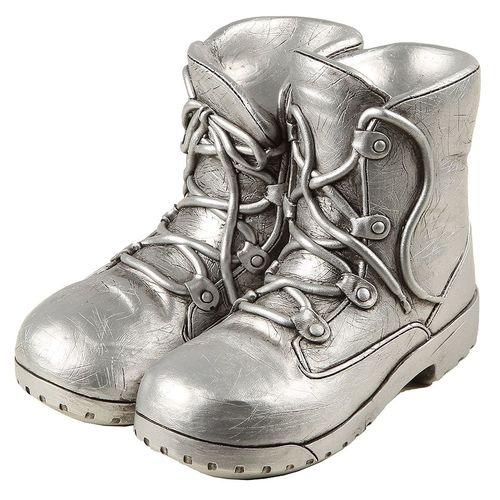 Spardose Stiefel silber 15x13x12cm Sparbox Sparb�chse Urlaubskasse Sparschwein