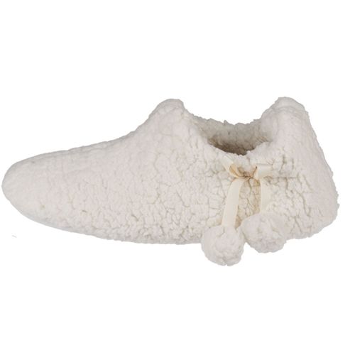 Kuschel Hausschuhe Gr. 36 - 41 in wei�, hellgrau oder dunkelgrau mit Pompoms 