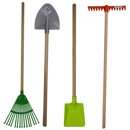 Kinder Gartenger�te Holzstiel Schaufel, Rechen Laubrechen oder Spantenschaufel
