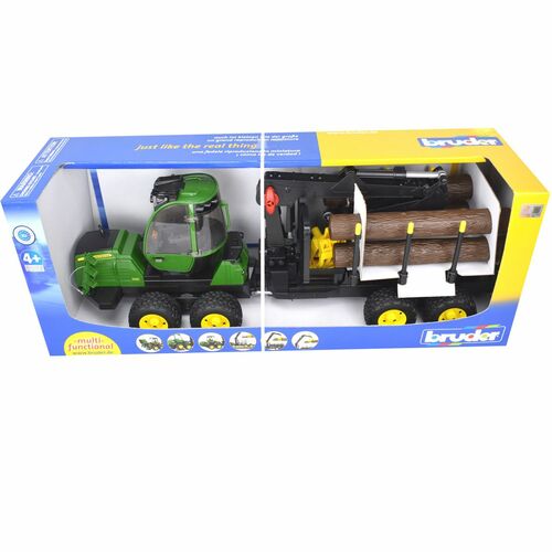 Bruder 02133 John Deere 1210E 1:16 R�ckezug gr�n mit Baumst�mmen und Holzgreifer
