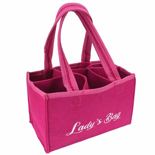 Filztasche Lady Bag Handtasche mit Fächern in pink Filz