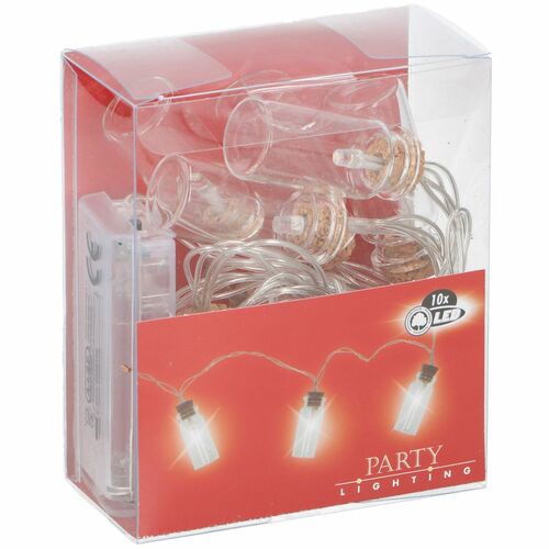 LED Lichterkette 10 Fl�schchen warmwei� Batteriebetrieb Dekobeleuchtung