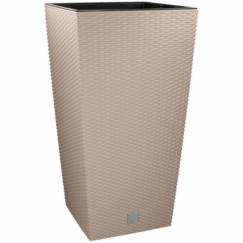 Blumentopf 40x40x76cm Mocca Kunststoff Rattan Optik Balkon Pflanztopf