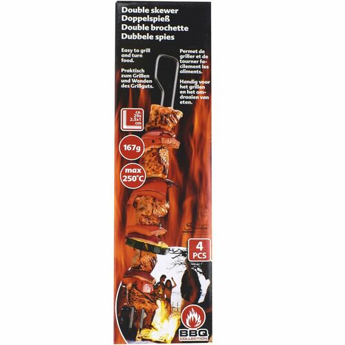 Doppel Grillspie�e 4 St�ck Edelstahl Spie�e BBQ Barbecue Grill Fleisch Gem�se