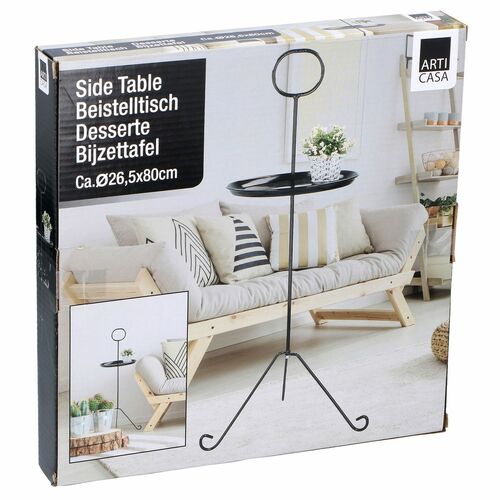 Beistelltisch Retro Tisch rund 26x80cm Metall in Schwarz oder Wei� Couchtisch 