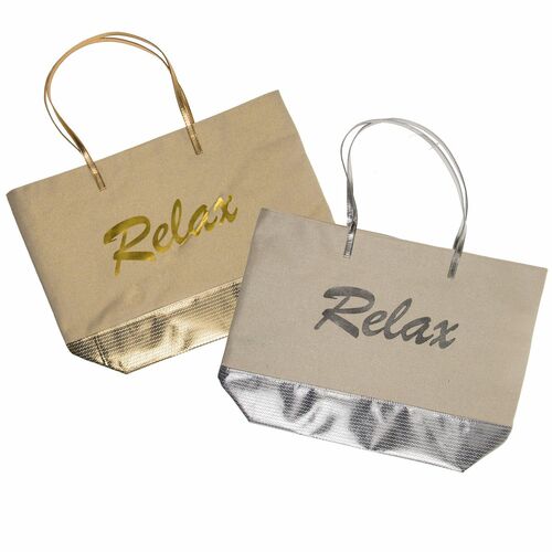 Shopper Einkaufstasche silber oder gold 50x36cm Einkaufsshopper Tragetasche