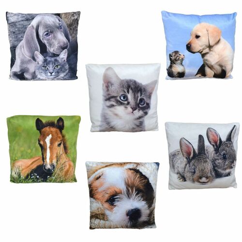 Couchkissen Dekokissen Tier Motiv 40x40cm Hund, Welpe, Katze, Pferd oder Hase