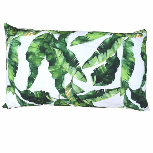 Dekokissen Blattmotiv wei� gr�n Kissen 50x30cm Deko Kuschelkissen Zierkissen