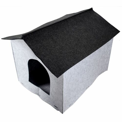 Filz Hundehtte in grau Filzhhle Hund Katze Filzhaus 44x40x49cm faltbar