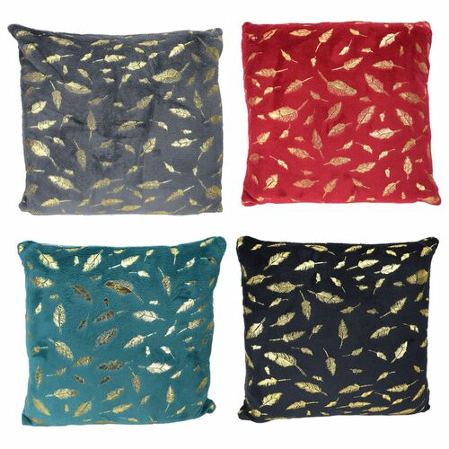 Flanellkissen Dekokissen Motiv Federn 40x40cm in grau, gr�n, rot oder schwarz