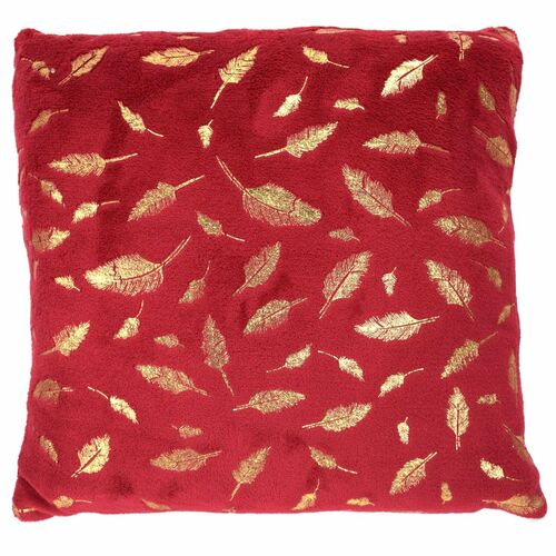 Flanellkissen Dekokissen Motiv Federn 40x40cm in grau, gr�n, rot oder schwarz 