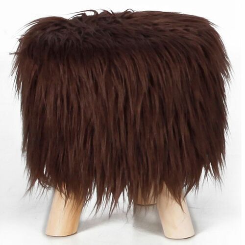 Kunstfell Hocker Schemel Holz gepolstert 30cm Sitzhocker Polsterhocker 