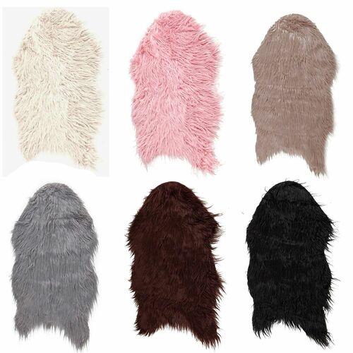 Kunstfell Teppich Unterleger Bettvorleger 90x60cm Matte Zuschnitt Farbwahl