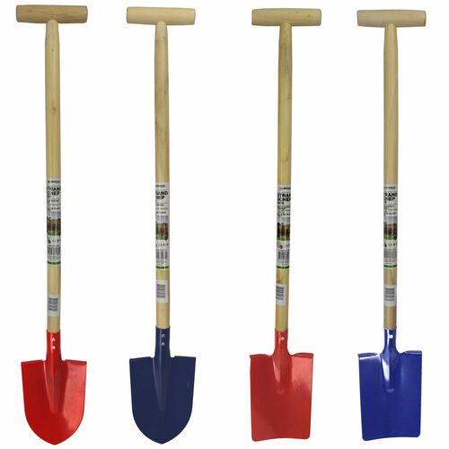 Kinder Gartenger�te Metall mit Holzstiel Spaten Spatenschaufel in Rot oder Blau
