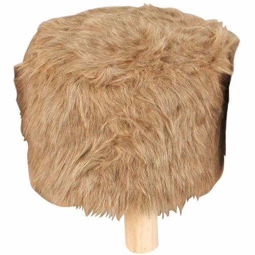 Kunstfell Hocker Schemel Holz gepolstert 30cm Tierfell-Optik Sitzhocker 