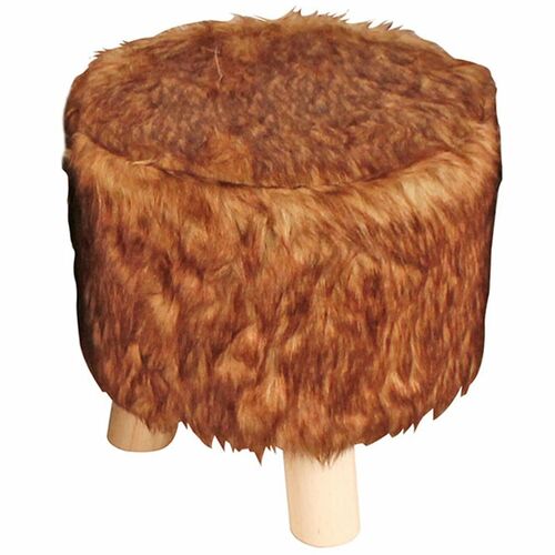 Kunstfell Hocker Schemel Holz gepolstert 30cm Tierfell-Optik Sitzhocker 