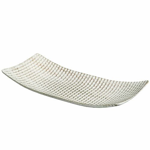 Dekoschale 38cm Hammerschlag Optik antikwei� Holz Tischdekoration Landhausstil