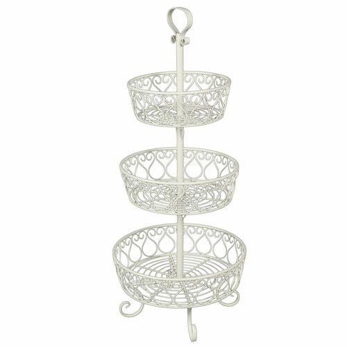 Obst Blumen Etagere antikbraun oder antikwei� Metall 80cm f�r Innen oder Au�en 