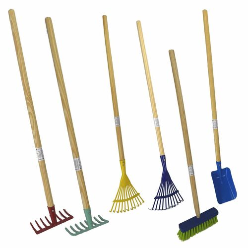 Kinder Gartenger�te Holzstiel Metall Schaufel, Rechen Laubrechen oder Besen