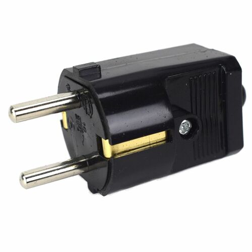 Schuko Stecker Kunststoff IP20 schwarz Innenbereich mit Zugentlastung 16A/250V