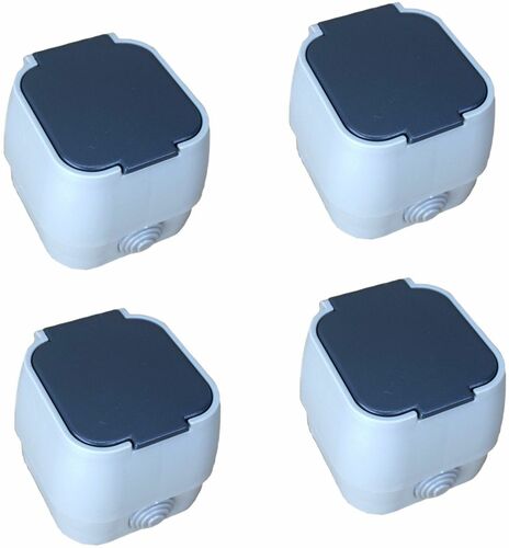 4er-Set 1 Fach Aufputz Steckdose IP54 Grau f�r Innenbereich und Werkstatt 250V