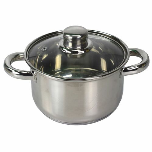 Edelstahl Kochtopf mit Glasdeckel 1,0 bis 5,2 Liter Suppentopf Induktion 