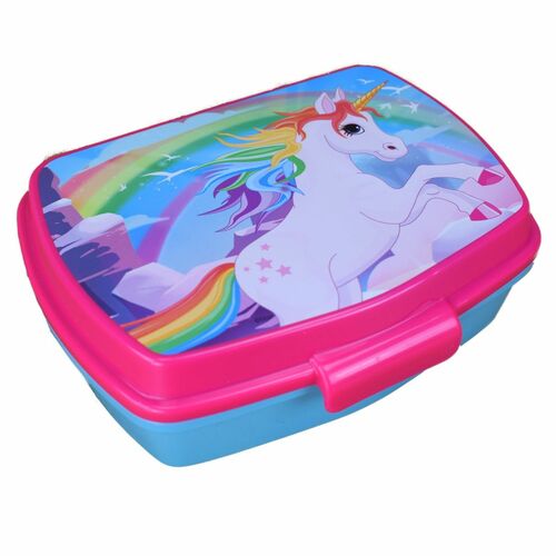 Brotdose Einhorn  Lunchbox Fr�hst�cksbox 17x13cm Brotbox hellblau rosa
