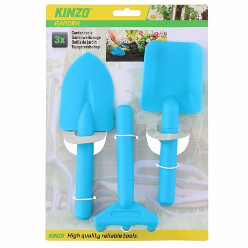 Kinder Gartenwerkzeug Schaufel, Rechen & Spantenschaufel aus Kunststoff 3 Farben 