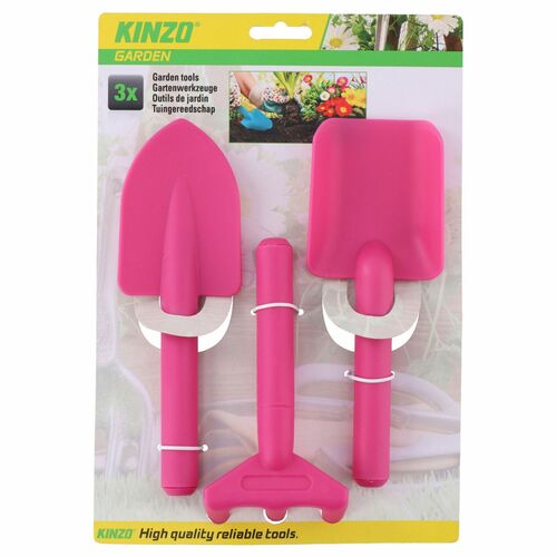 Kinder Gartenwerkzeug Schaufel, Rechen & Spantenschaufel aus Kunststoff 3 Farben 