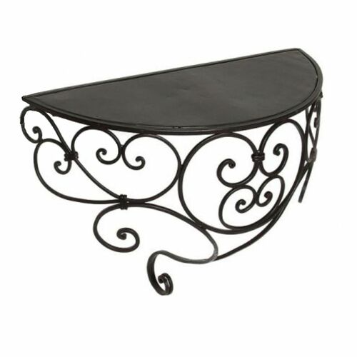 Wandregal Halbrund aus Schmiedeeisen mit sch�nen B�gen 40x15x35 cm Antikschwarz