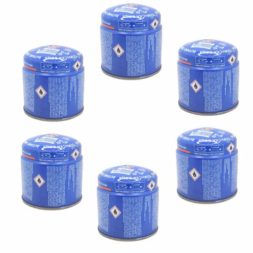 6x Butangas Stechkartusche 190 g f�r Campingkocher Gaskocher EN417 blau
