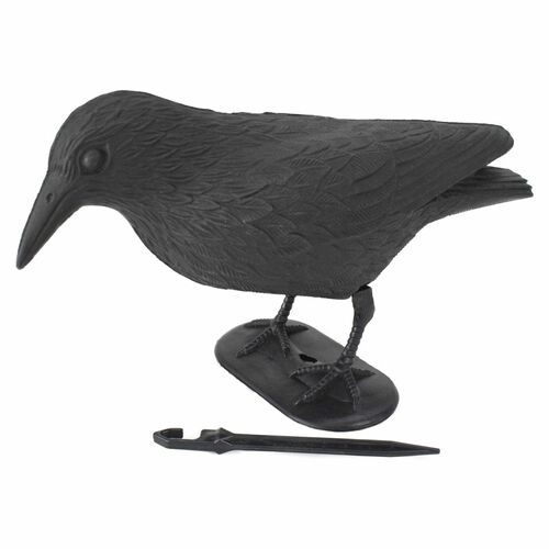 Vogelschreck schwarz 36cm Rabe mit Erdspie� & Standfu� Vogelscheuche Tierabwehr