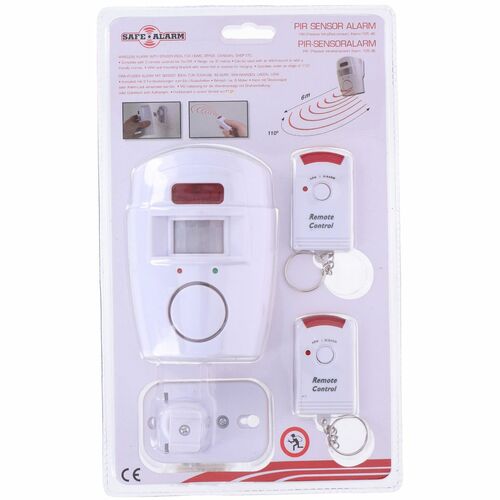 PIR Sensor Alarm - Mit Gong und Alarmfunktion 105 dB mit 2 Fernbedienungen 
