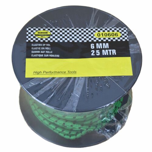 Expander Seil 6mm 25m gr�n/schwarz Gummiband auf Rolle Gep�cksicherung