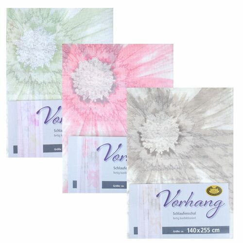 GZZE Schlaufenschal Vorhang Blumen in Taupe, Altrosa oder Multicolor 140x255 cm