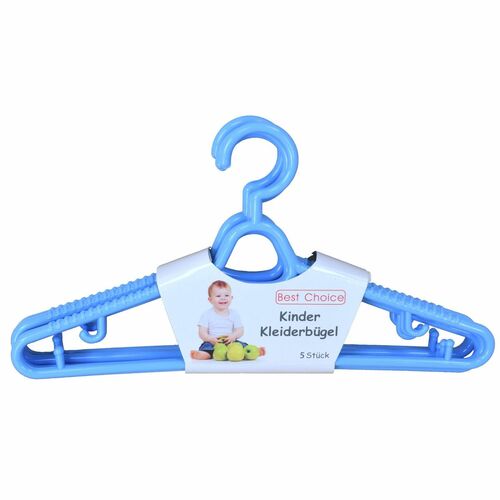 Kinder-Kleiderb�gel 5 St�ck 27,5cm blau, rosa oder wei� mit Hosenstange 