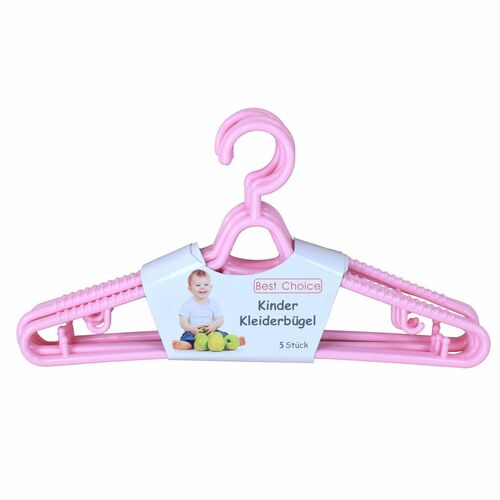 Kinder-Kleiderb�gel 5 St�ck 27,5cm blau, rosa oder wei� mit Hosenstange 
