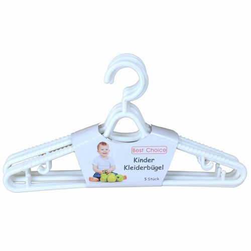 Kinder-Kleiderb�gel 5 St�ck 27,5cm blau, rosa oder wei� mit Hosenstange 