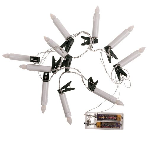 Lichterkette 10LED Kerzen f�r Weihnachtsbaumbeleuchtung inkl. Clip & Timer 