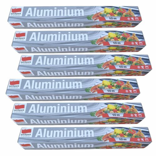 6er Pack Alufolie 10m-Rolle zum Braten, D�nsten, Grillen & Schutz