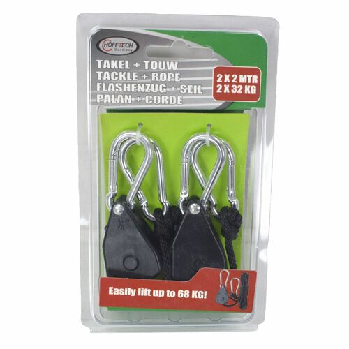 Handflaschenzug 2x 32kg Flaschenzug 2x 2m Kunststoffseil Garage, Camping, Garten