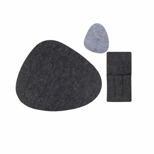 Tischset Kieselstein in grau und/oder anthrazit 3, 6.12tlg. aus Filz Platzset  