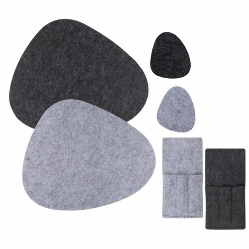 Tischset Kieselstein in grau und/oder anthrazit 3, 6.12tlg. aus Filz Platzset  