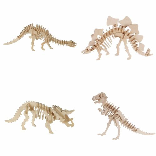 Dinosaurier 3D Holzpuzzle Apatosaurus Stegosaurus Triceratops & Tyrannosaurus
