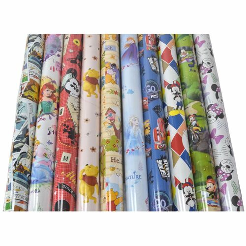 10 Rollen Disney Geschenkpapier Set Frozen Winnie Pooh Cars Mickey Mouse Arielle