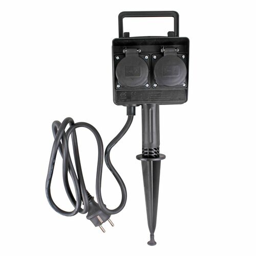 LEX 2-fach Gartensteckdose | Erdspie� | Mehrfachstecker f�r Au�enbereich IP 44 Kindersicherung