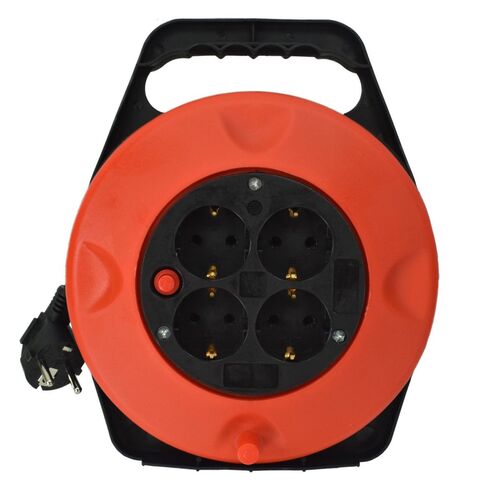 Kabelbox 10 Meter Kabeltrommel mit Handgriff und 4 Steckdosen 