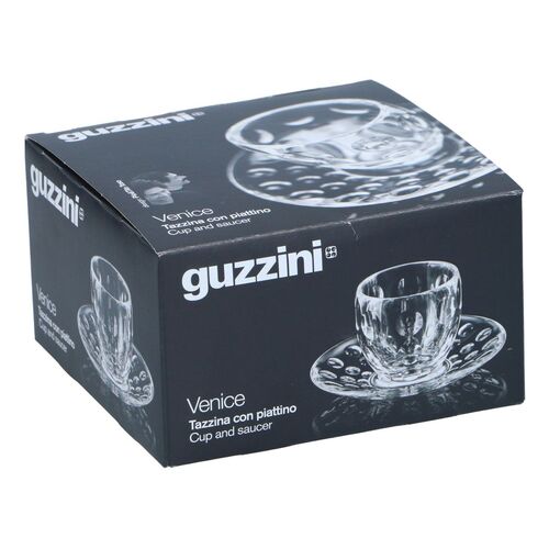 Espressoglas () ca. 60 x 60 mm mit Untersetzer Guzzini Designer Glas Venice