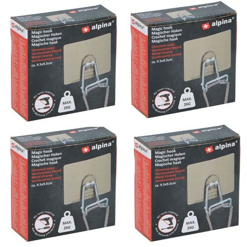 Verchromter Metallhaken (4er-Set) ca. 9,5 x 9,5�cm selbstklebender Wandhaken
