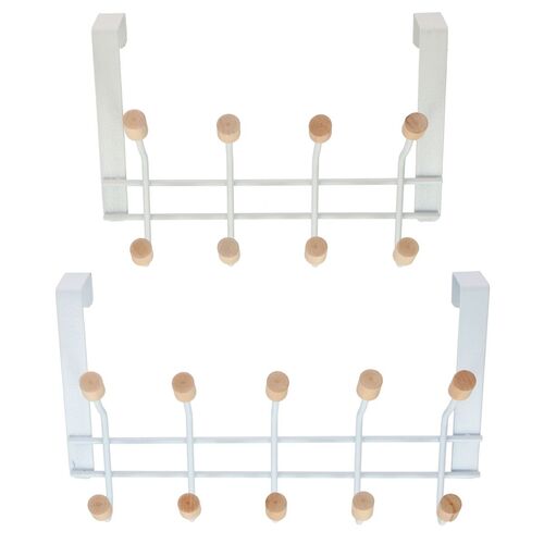 Hakenleiste wei� 8 oder 10 Haken aus Metall Aufh�nger T�rgarderobe f�r die T�r